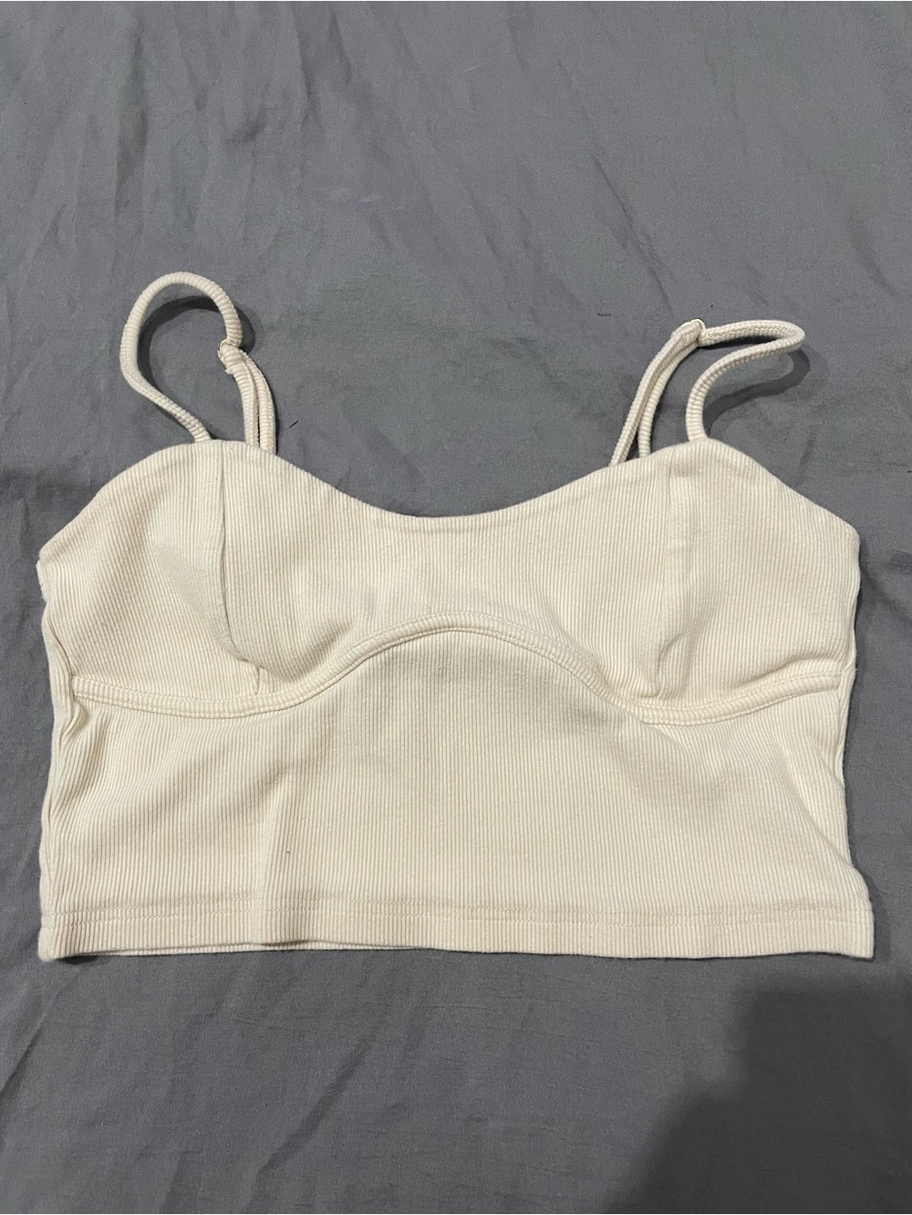 Cream Ribbed Knit Bustier Crop Top